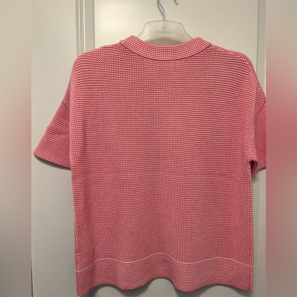 BNWT-Akris Punto-short sleeve sweater-white/pink 100% wool - Picture 2 of 6
